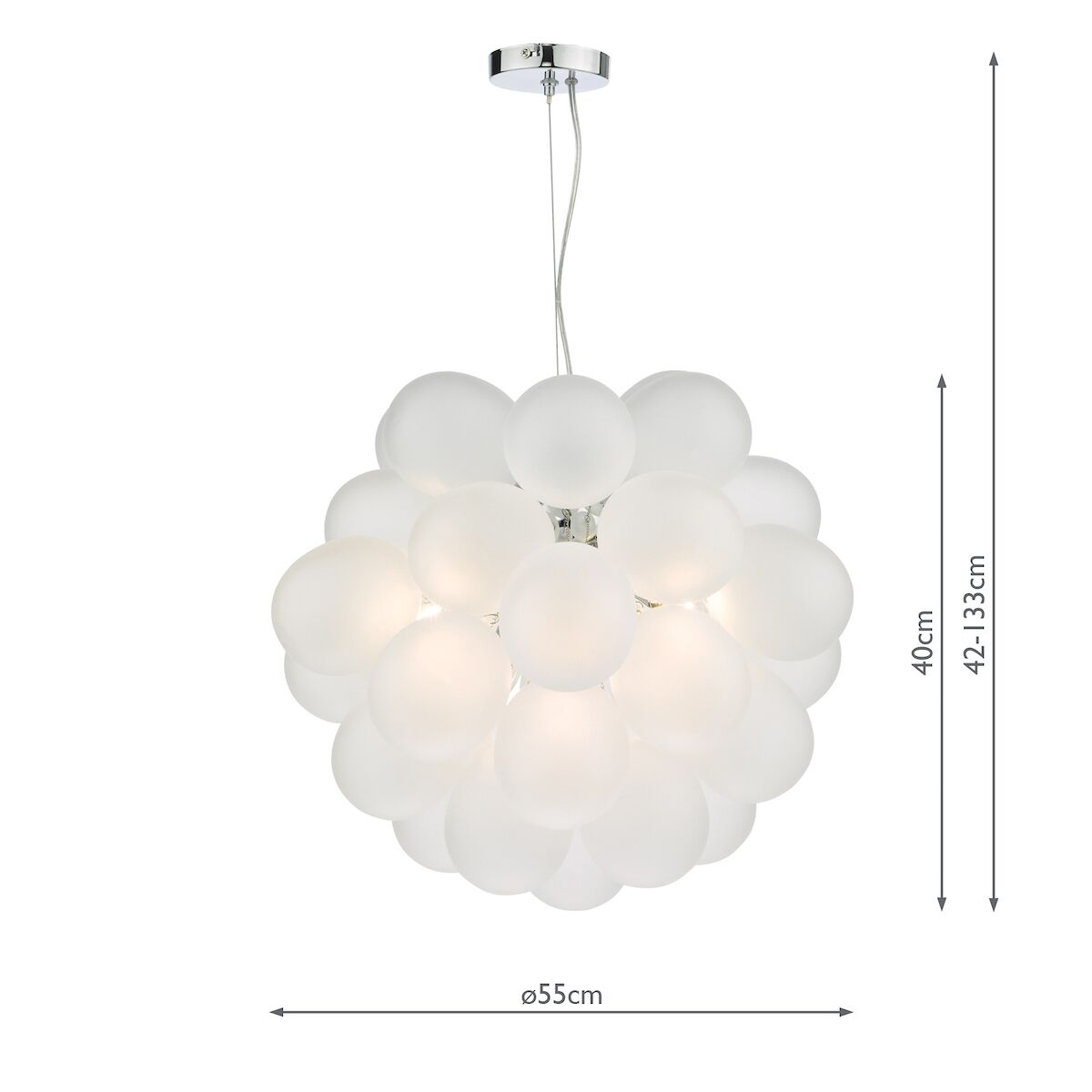 Bubbles 6 Light Pendant Polished Chrome Frosted Glass<br>White Frosted Glass - Image 7