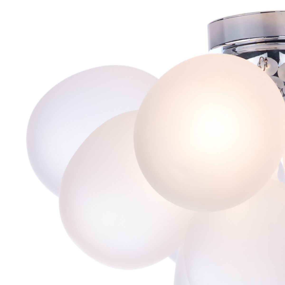Bubbles 4 Light Flush Polished Chrome Frosted Glass<br>White Frosted Glass - Image 3
