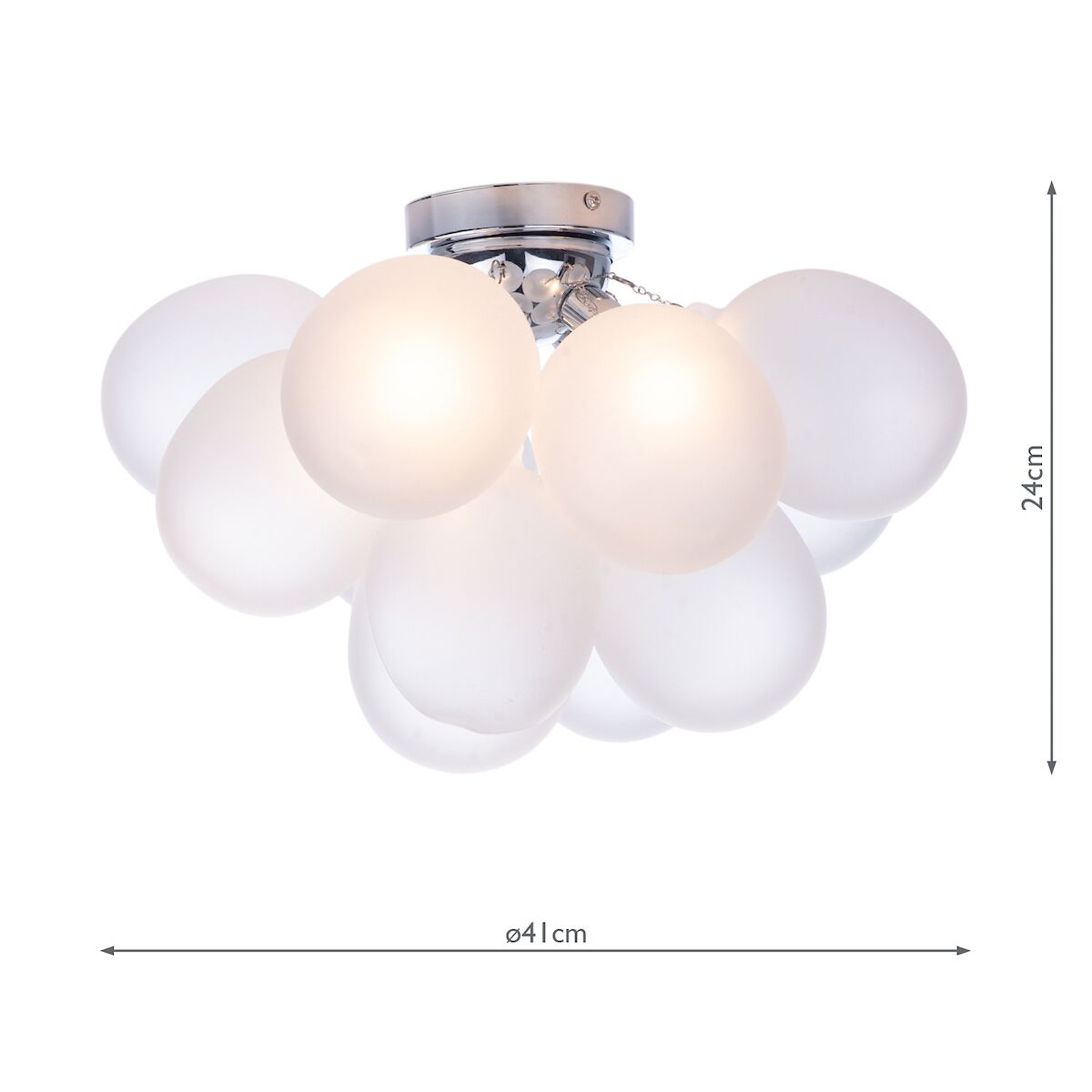 Bubbles 4 Light Flush Polished Chrome Frosted Glass<br>White Frosted Glass - Image 6