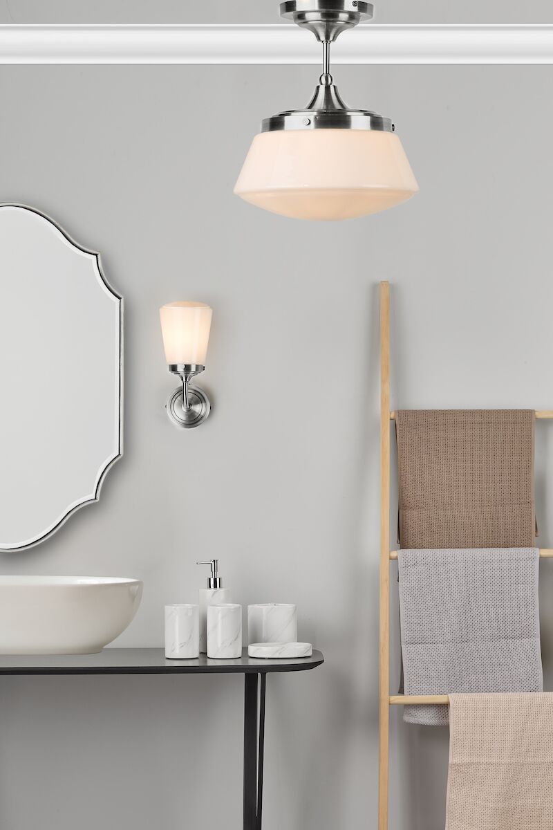 Caden Bathroom Semi Flush Polished Chrome Opal Glass IP44<br>Polished Chrome - Image 4