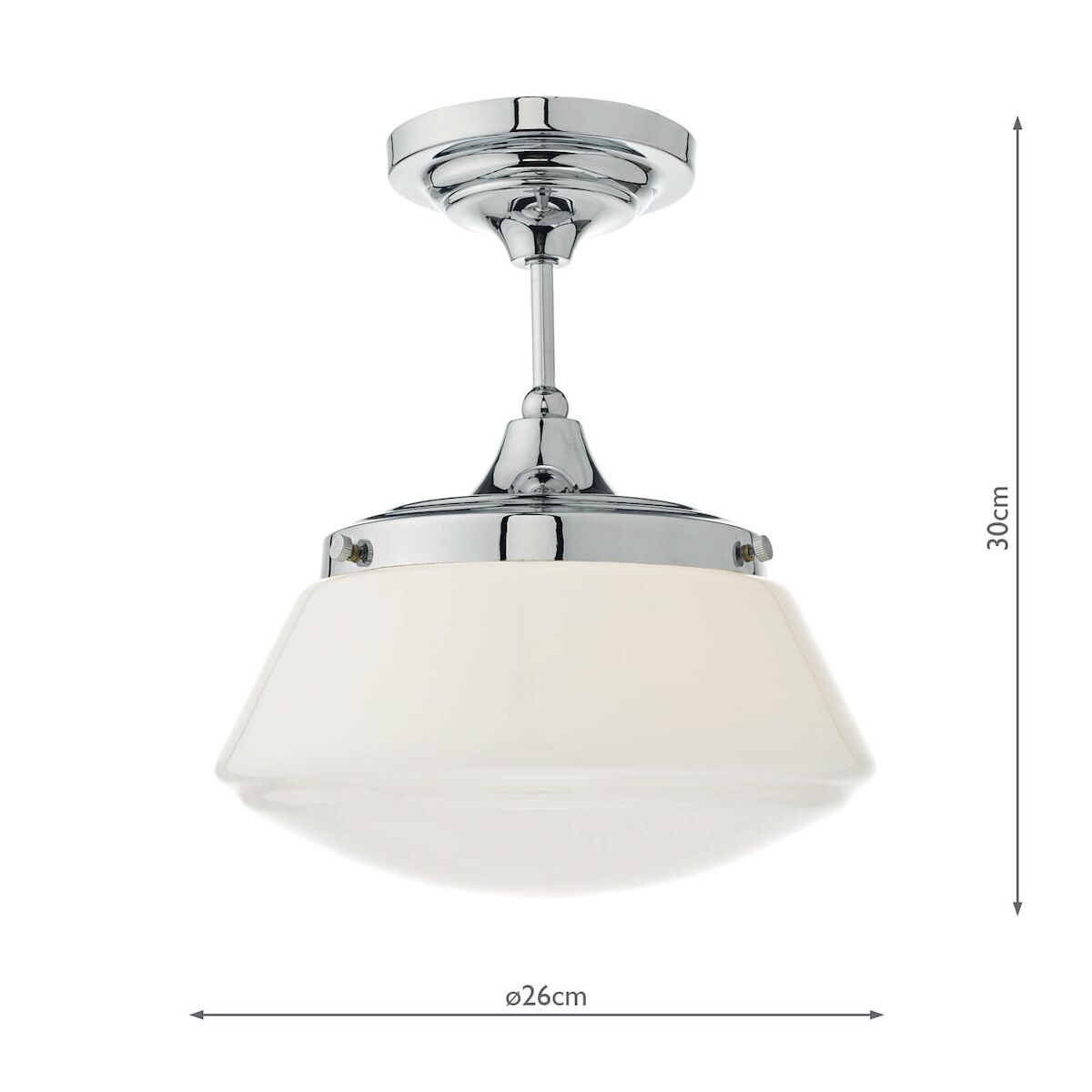 Caden Bathroom Semi Flush Polished Chrome Opal Glass IP44<br>Polished Chrome - Image 7