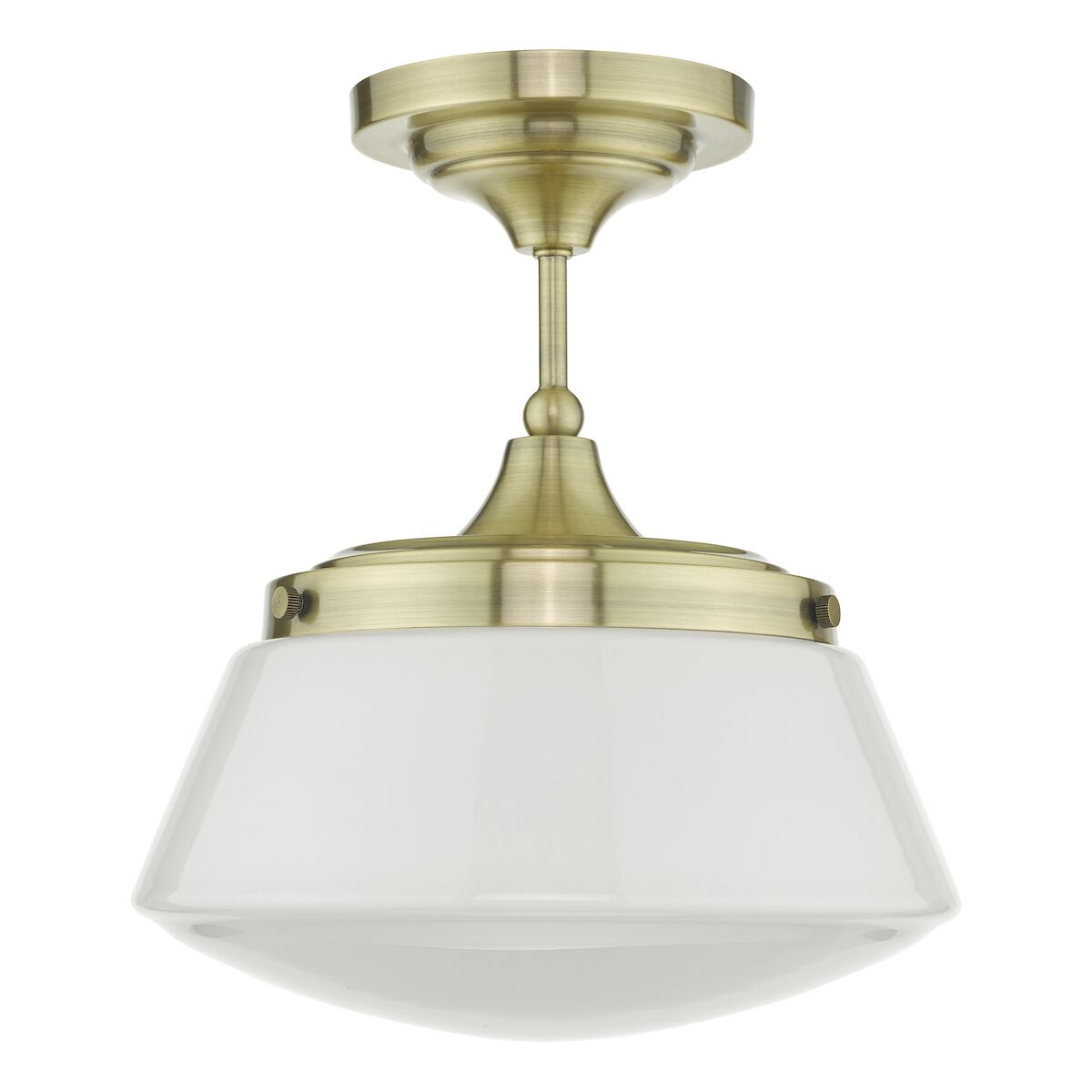 Caden Bathroom Semi Flush Antique Brass Opal Glass IP44<br>Antique Brass - Image 2