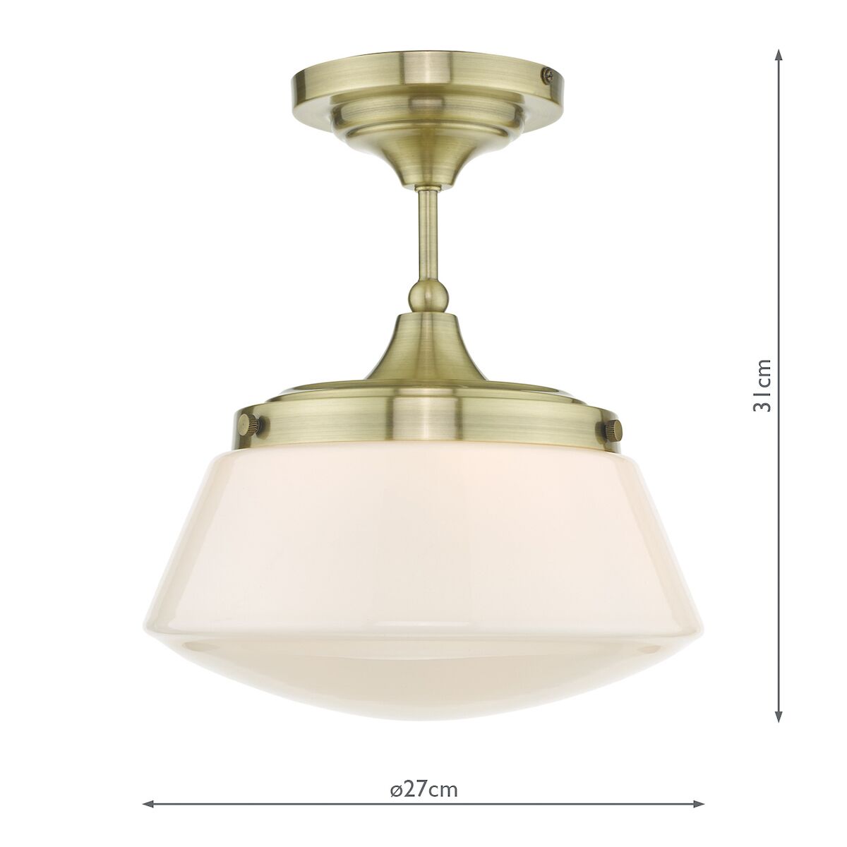 Caden Bathroom Semi Flush Antique Brass Opal Glass IP44<br>Antique Brass - Image 7
