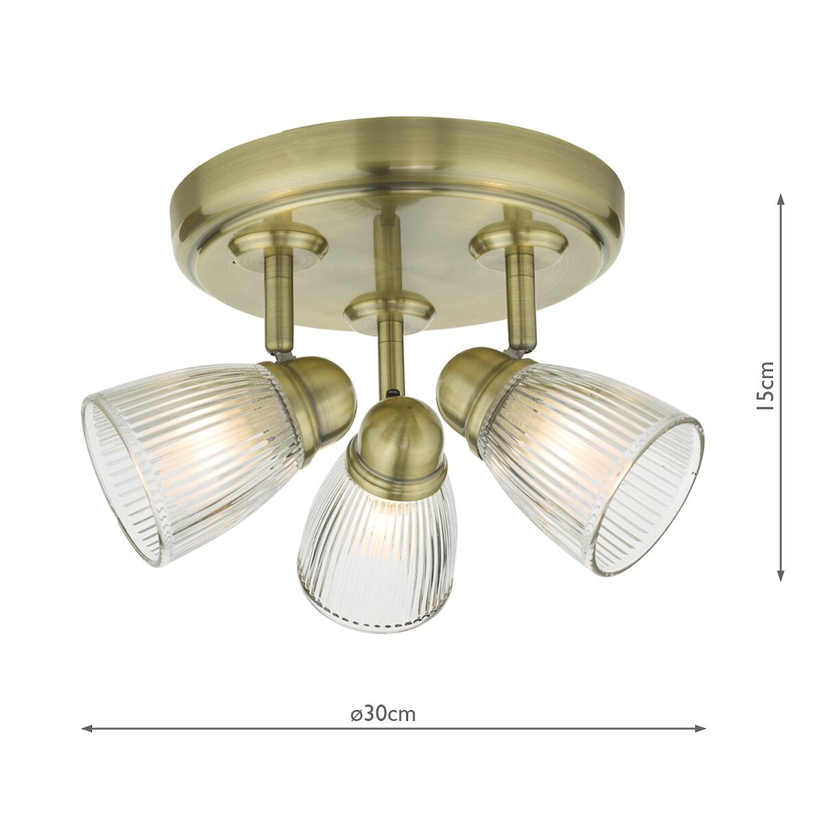 Cedric Bathroom 3 Light Spotlight Antique Brass Glass IP44<br>Antique Brass - Image 6