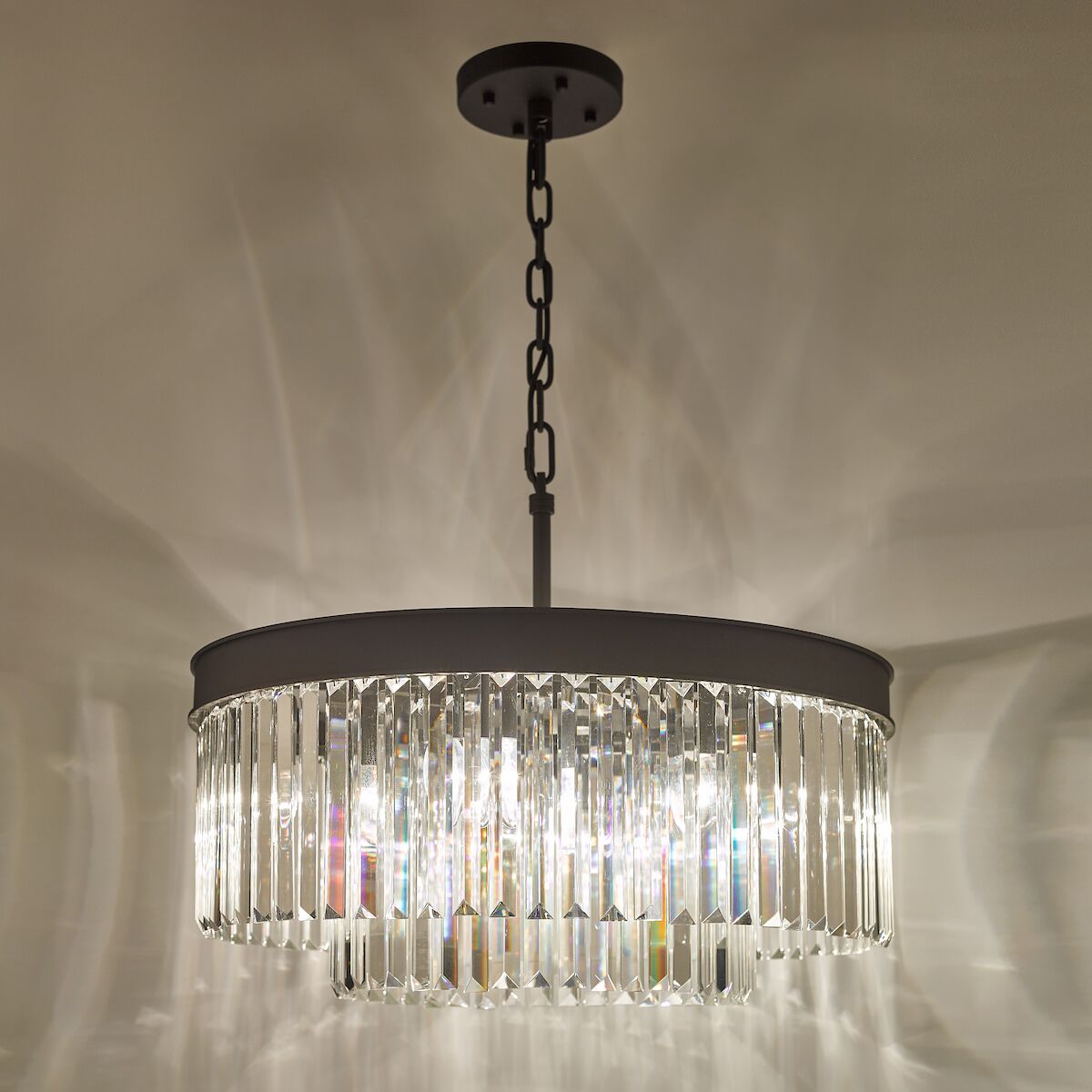 Celeus 6 Light Chandelier Anthracite & Crystal<br>Matt Black - Image 4
