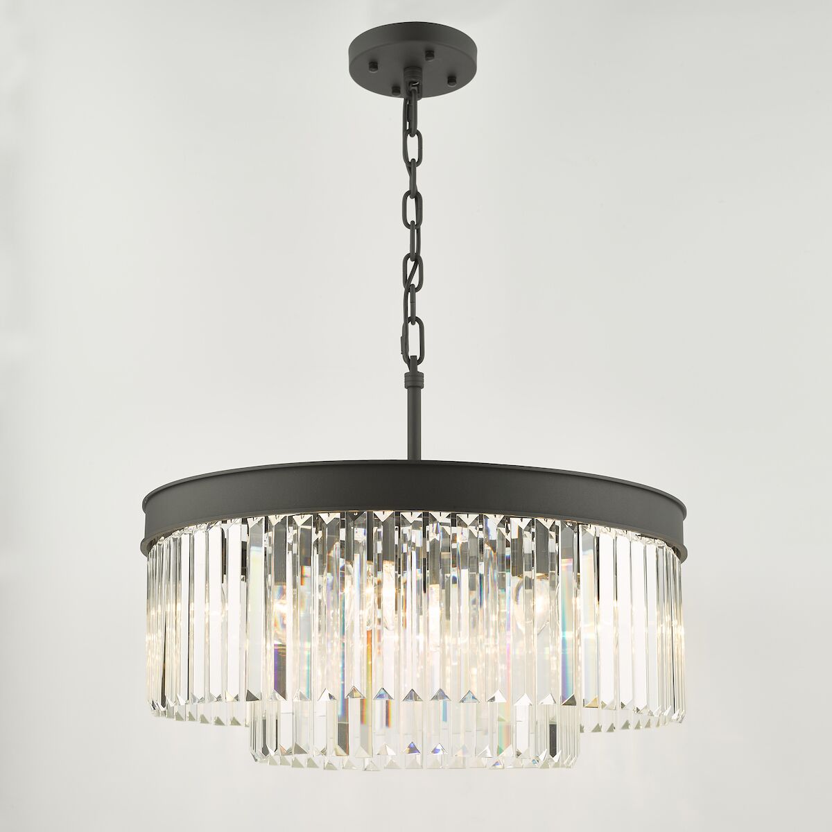 Celeus 6 Light Chandelier Anthracite & Crystal<br>Matt Black - Image 5