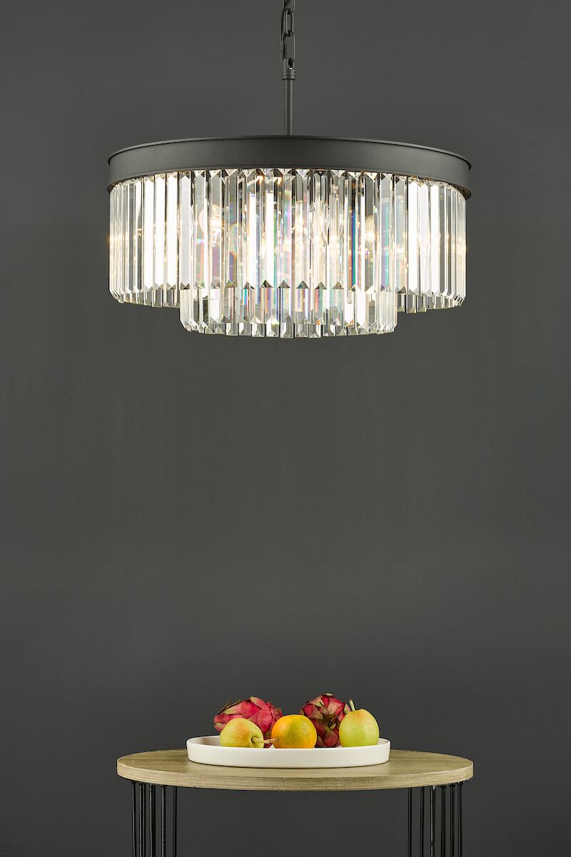 Celeus 6 Light Chandelier Anthracite & Crystal<br>Matt Black - Image 6