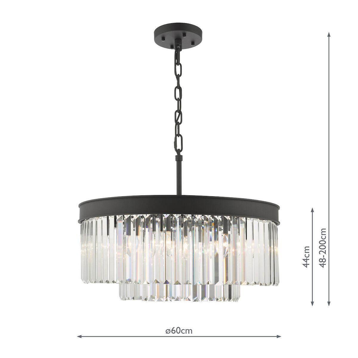 Celeus 6 Light Chandelier Anthracite & Crystal<br>Matt Black - Image 7