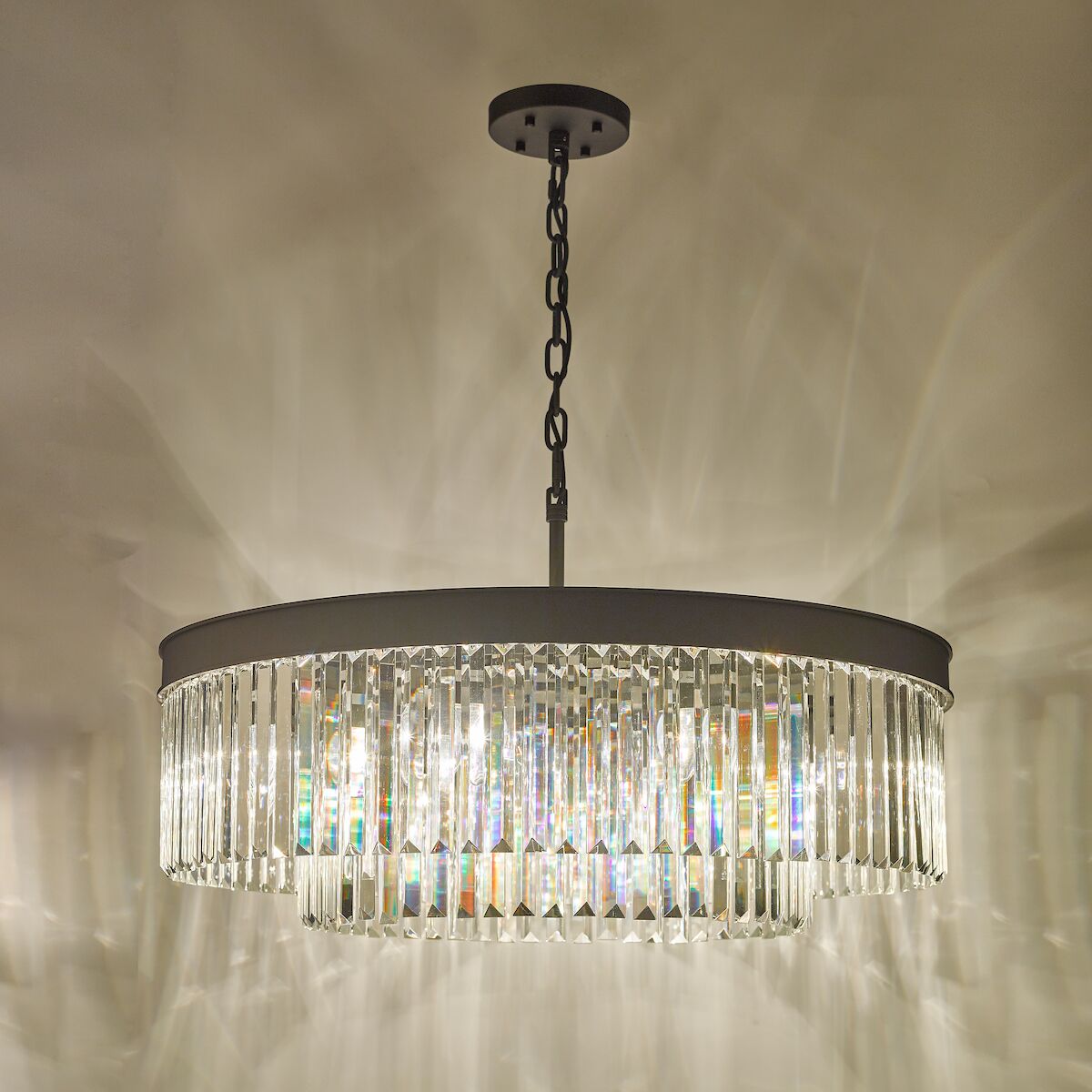 Celeus 8 Light Chandelier Anthracite & Crystal<br>Satin Black - Image 4