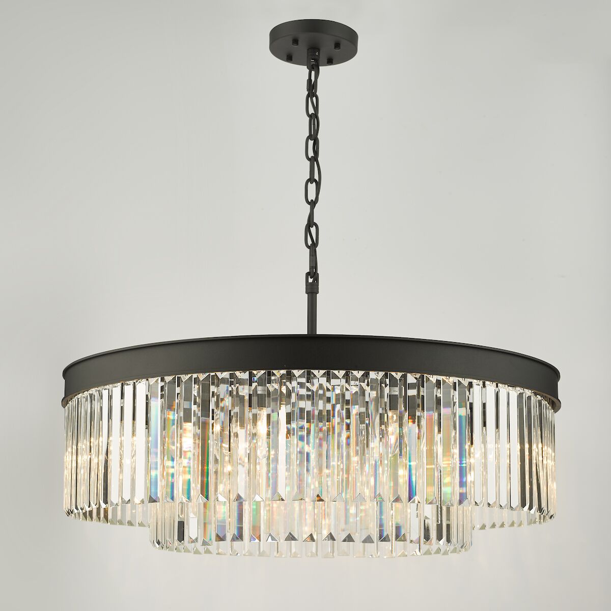 Celeus 8 Light Chandelier Anthracite & Crystal<br>Satin Black - Image 5
