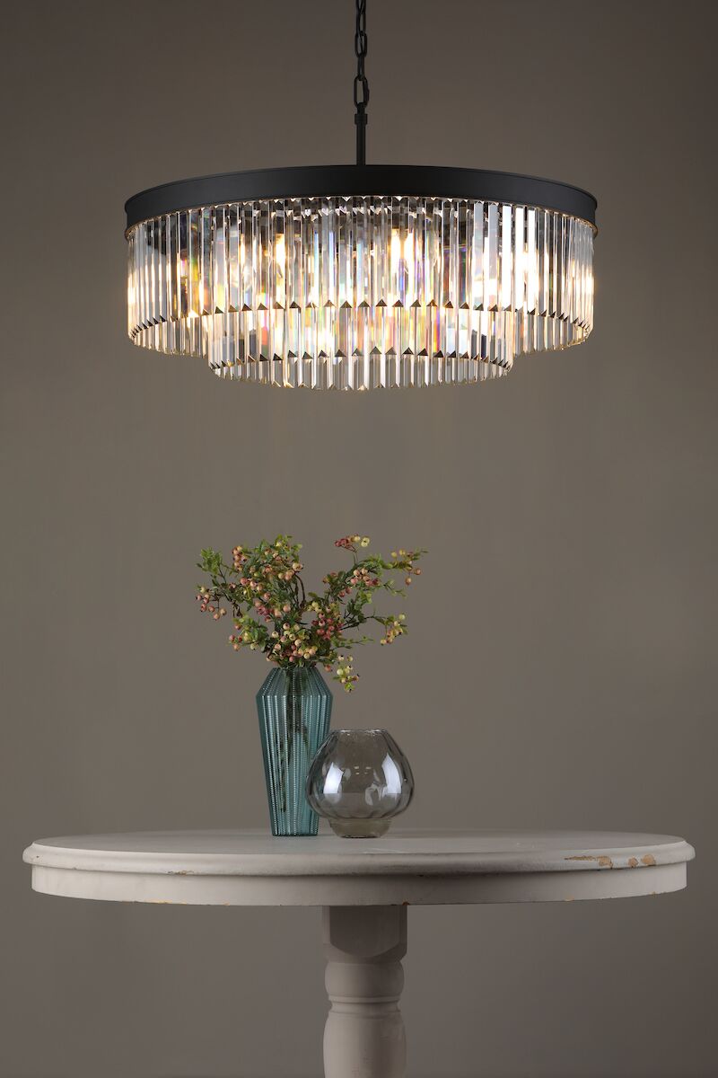 Celeus 8 Light Chandelier Anthracite & Crystal<br>Satin Black - Image 6