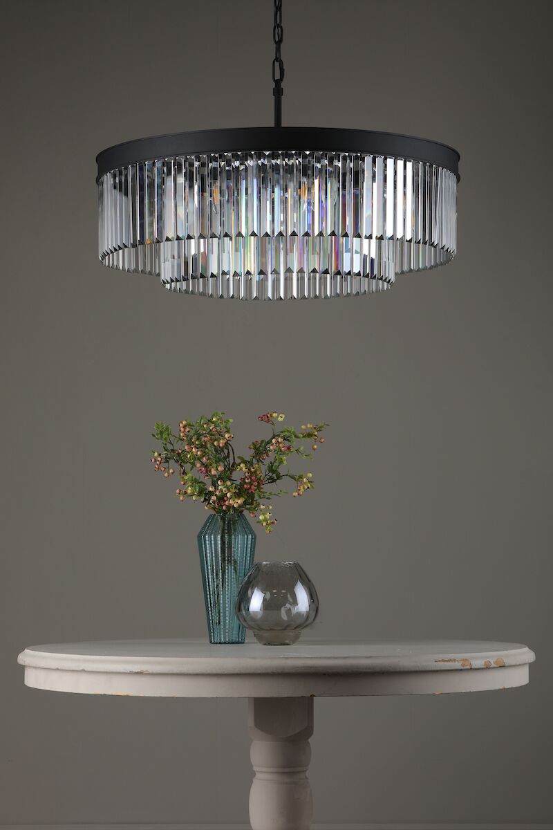 Celeus 8 Light Chandelier Anthracite & Crystal<br>Satin Black - Image 7