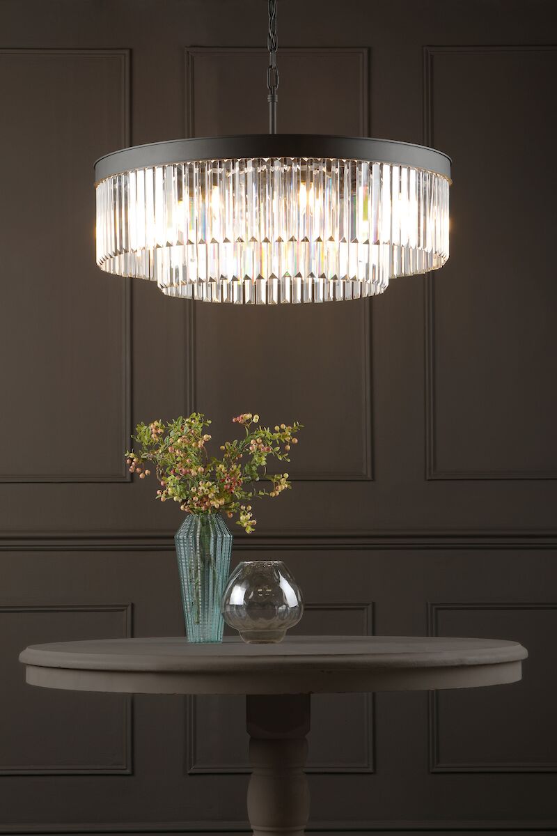 Celeus 8 Light Chandelier Anthracite & Crystal<br>Satin Black - Image 8