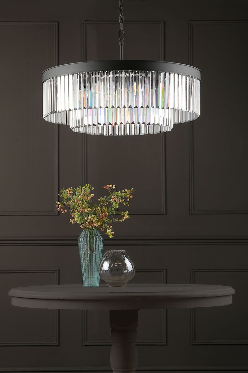 Celeus 8 Light Chandelier Anthracite & Crystal<br>Satin Black - Image 9