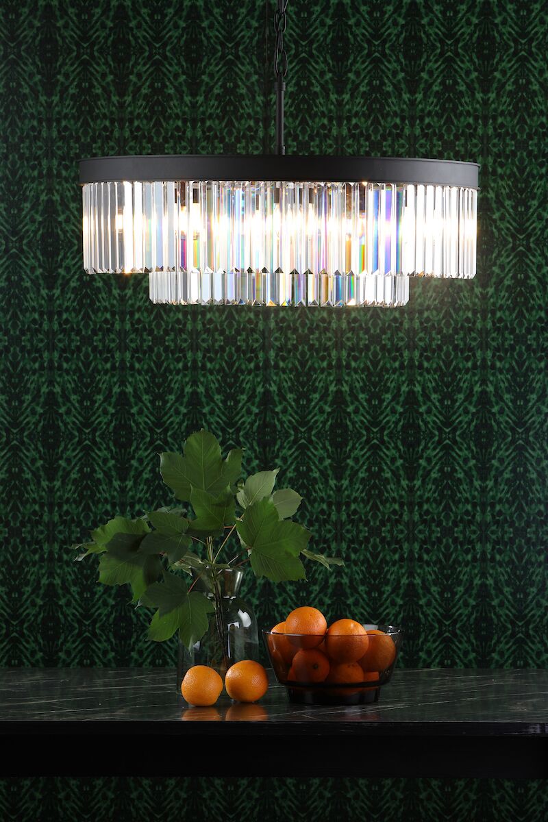 Celeus 8 Light Chandelier Anthracite & Crystal<br>Satin Black - Image 10