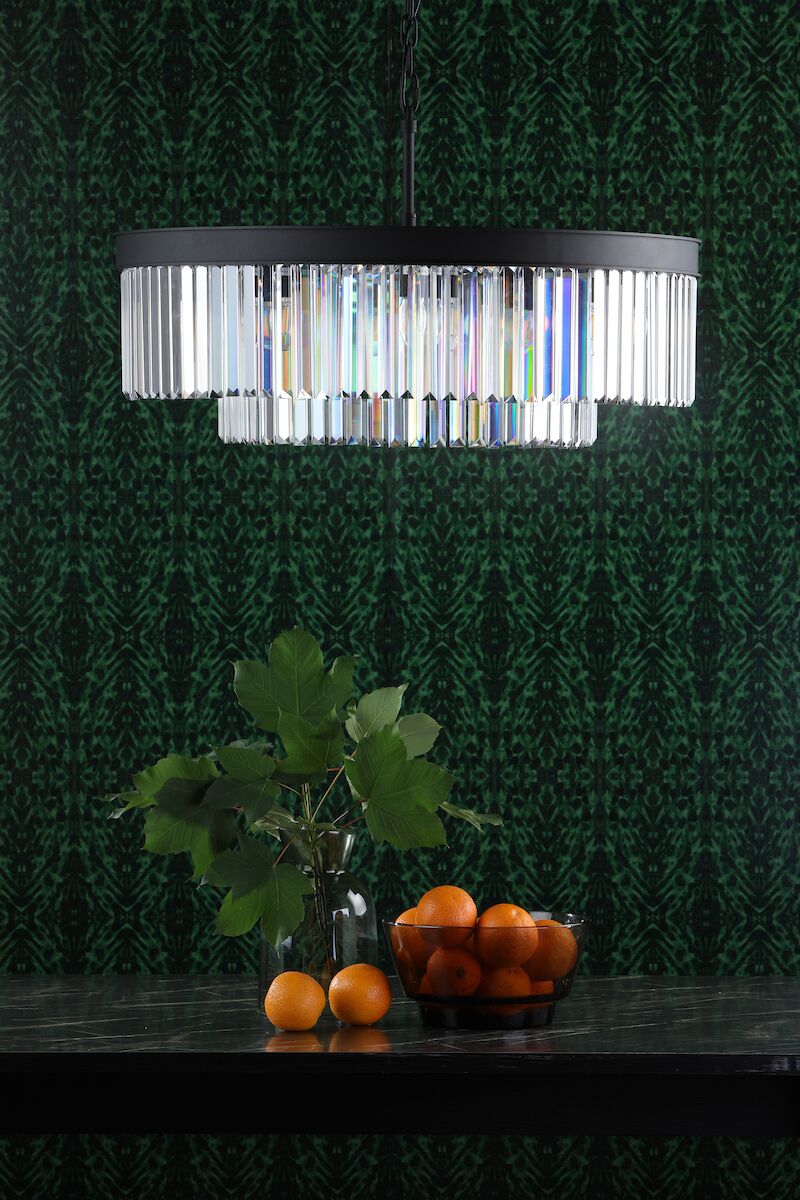 Celeus 8 Light Chandelier Anthracite & Crystal<br>Satin Black - Image 11
