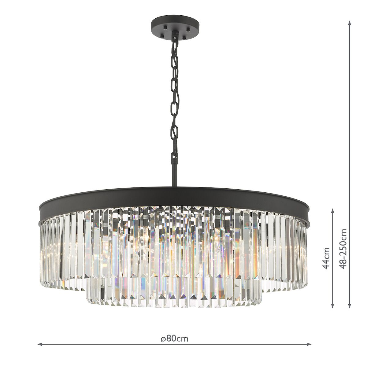 Celeus 8 Light Chandelier Anthracite & Crystal<br>Satin Black - Image 12