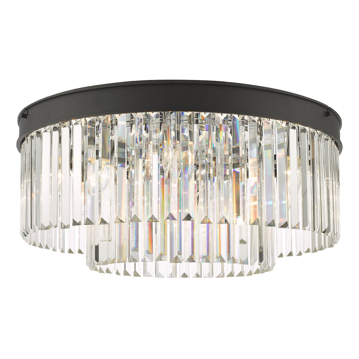 Celeus 6 Light Flush Matt Anthracite & Crystal<br>Matt Black