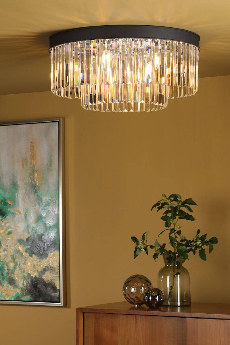 Celeus 6 Light Flush Matt Anthracite & Crystal<br>Matt Black - Image 7