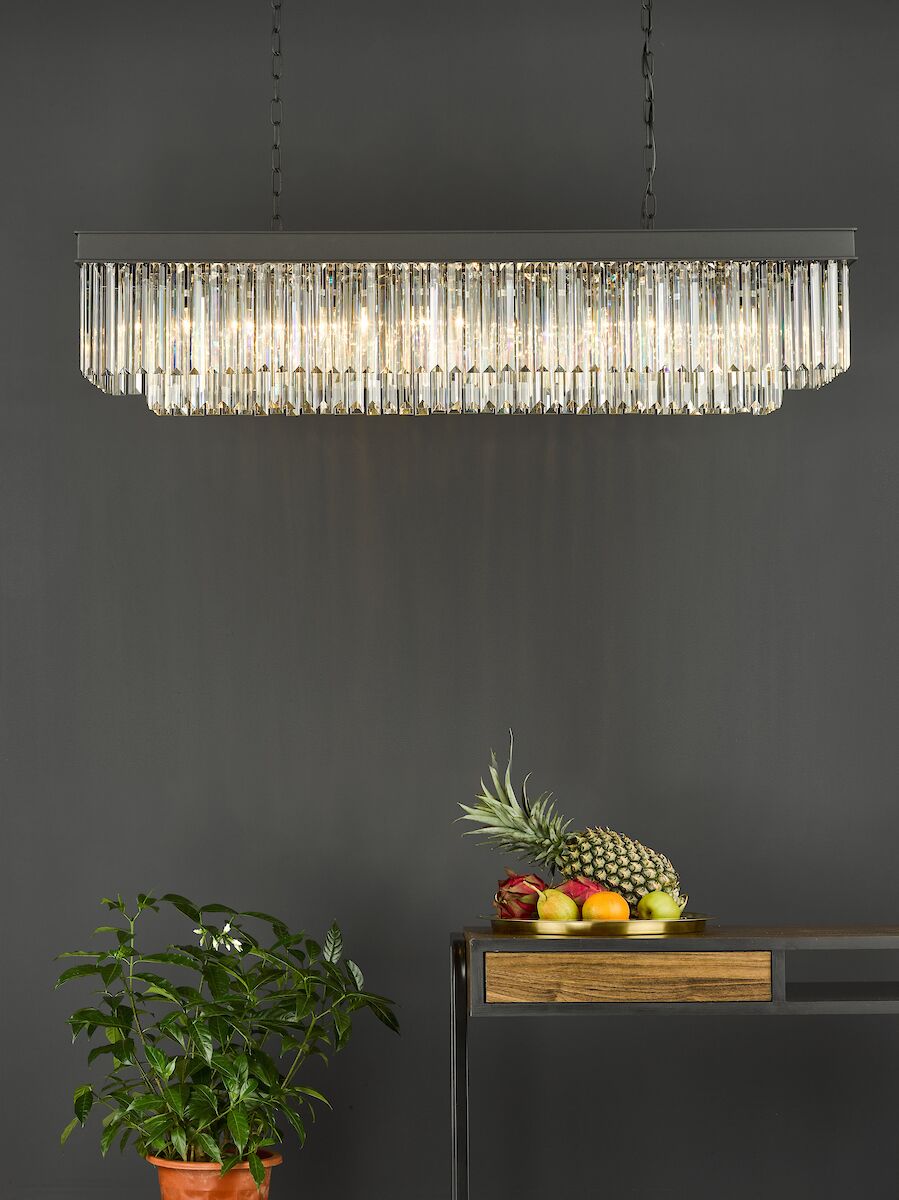 Celeus 6 Light Bar Pendant Anthracite & Crystal<br>Matt Black - Image 9