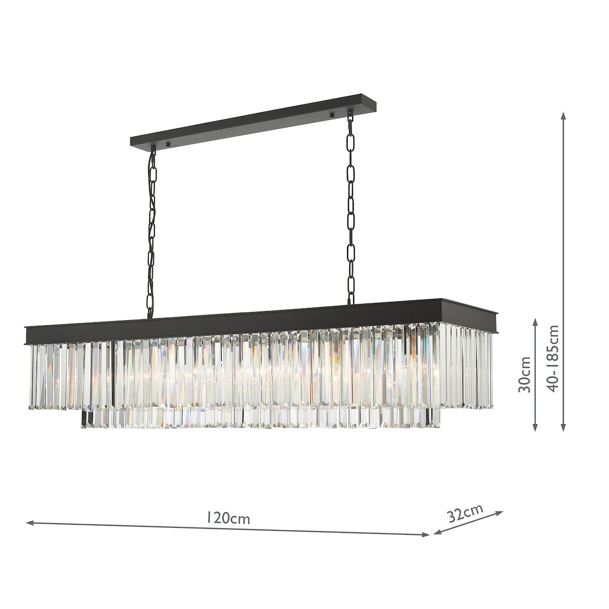 Celeus 6 Light Bar Pendant Anthracite & Crystal<br>Matt Black - Image 10