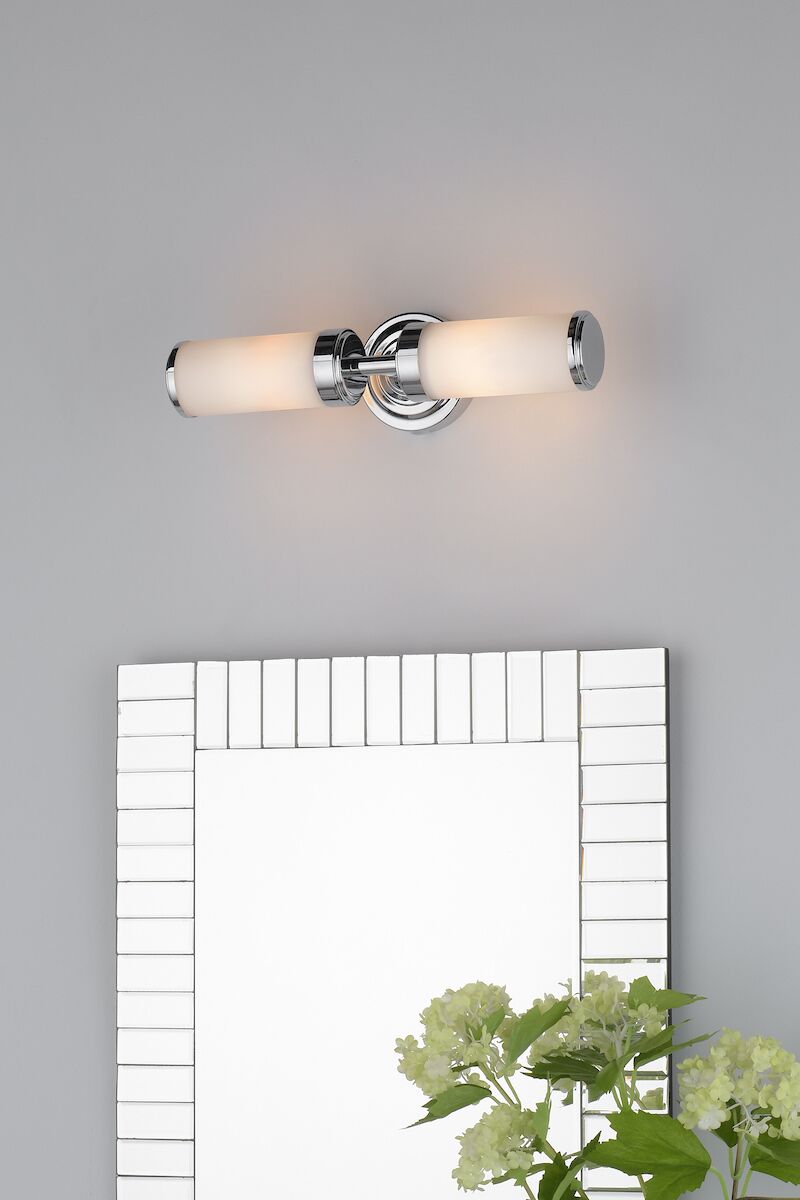 Century Bathroom 2 Light Wall Light Polished Chrome Opal Glass IP44<br>Polished Chrome - Image 4