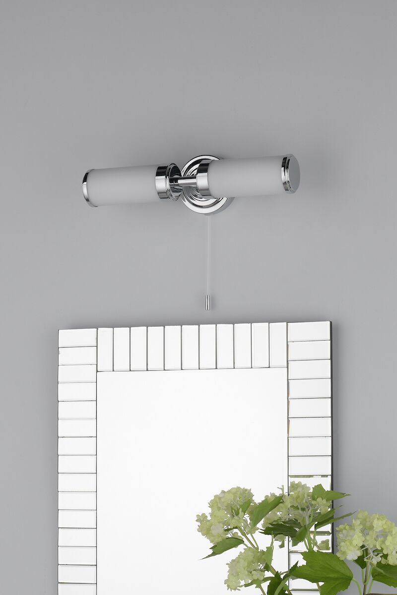 Century Bathroom 2 Light Wall Light Polished Chrome Opal Glass IP44<br>Polished Chrome - Image 5