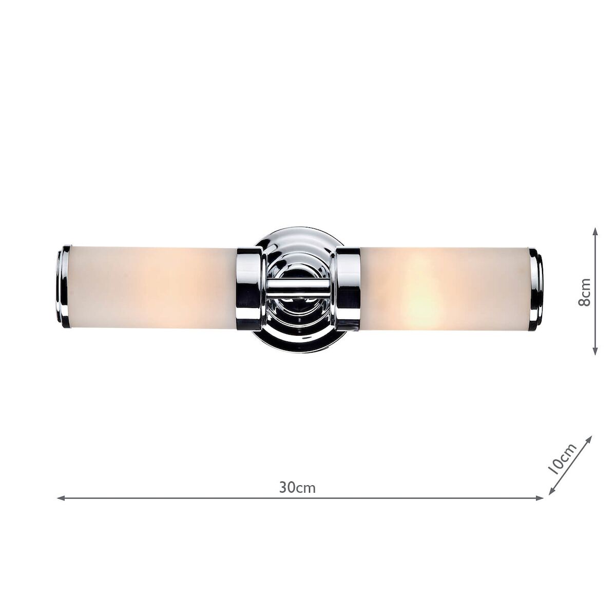 Century Bathroom 2 Light Wall Light Polished Chrome Opal Glass IP44<br>Polished Chrome - Image 6