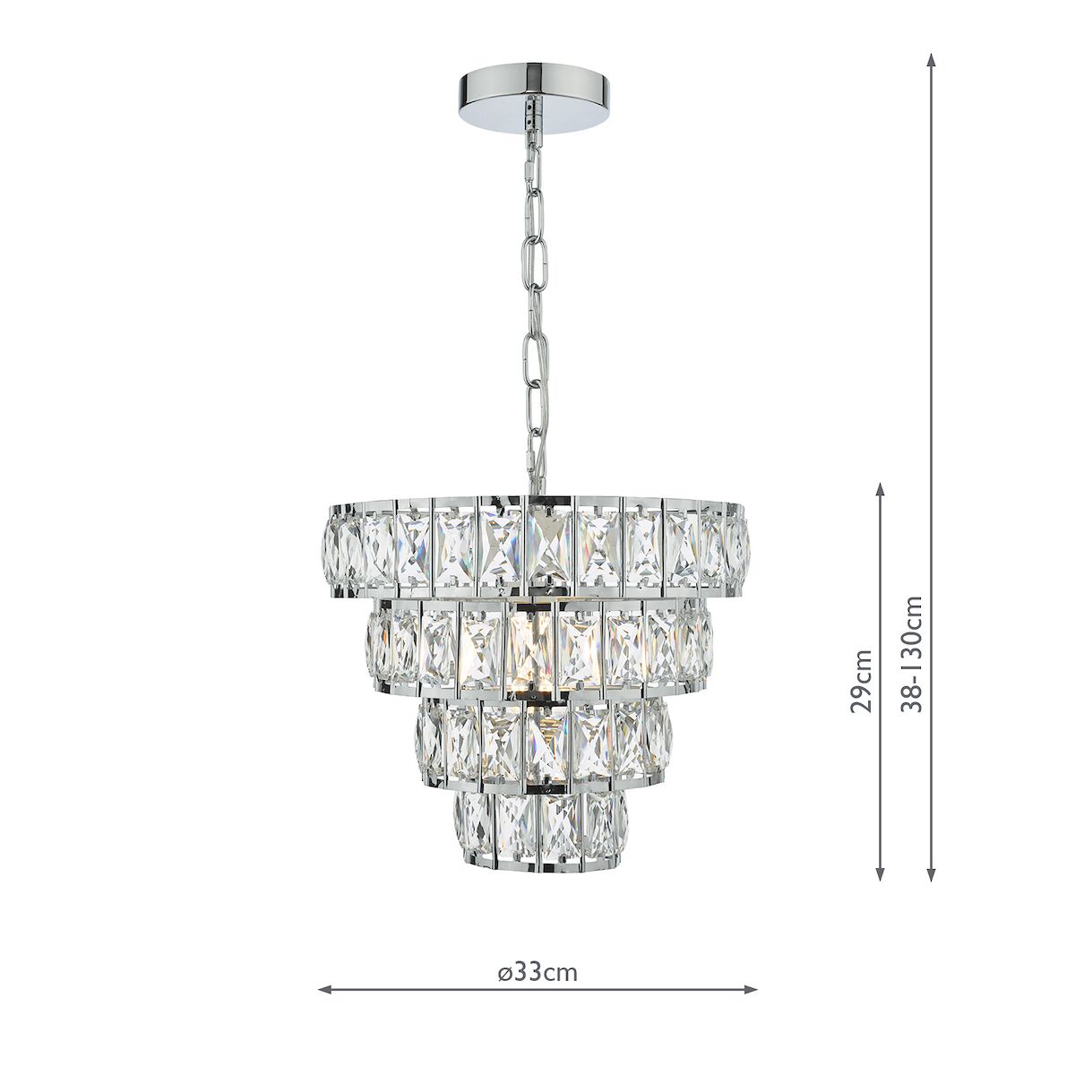 Cerys Single Pendant Polished Chrome Crystal<br>Polished Chrome - Image 11
