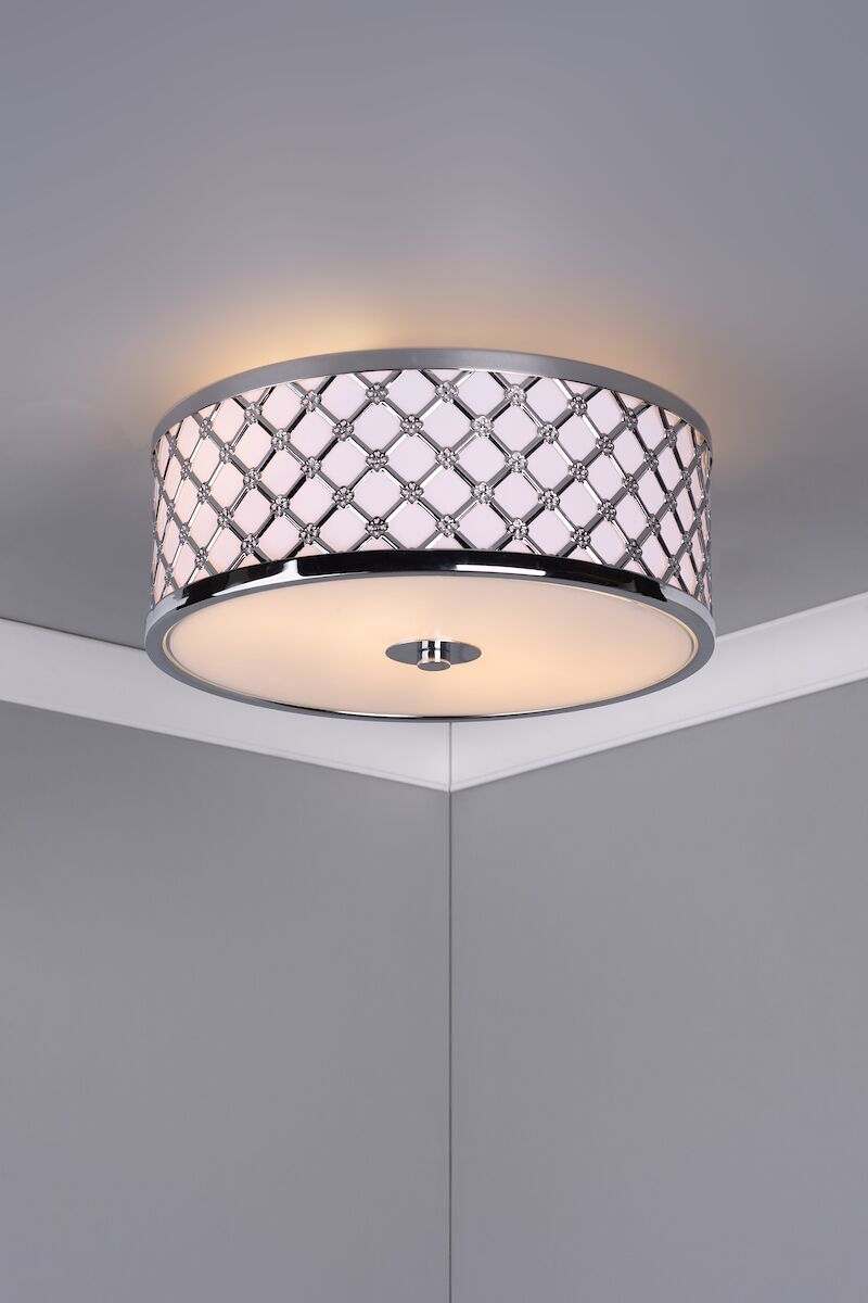 Civic Small 2 Light Flush Polished Chrome Frosted Glass<br>Polished Chrome - Image 3