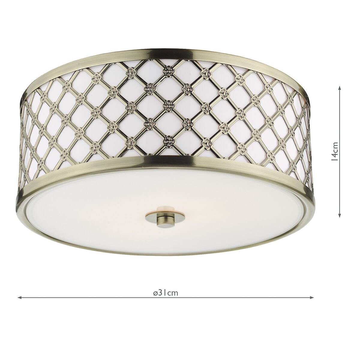 Civic Small 2 Light Flush Antique Brass Frosted Glass<br>Antique Brass - Image 5