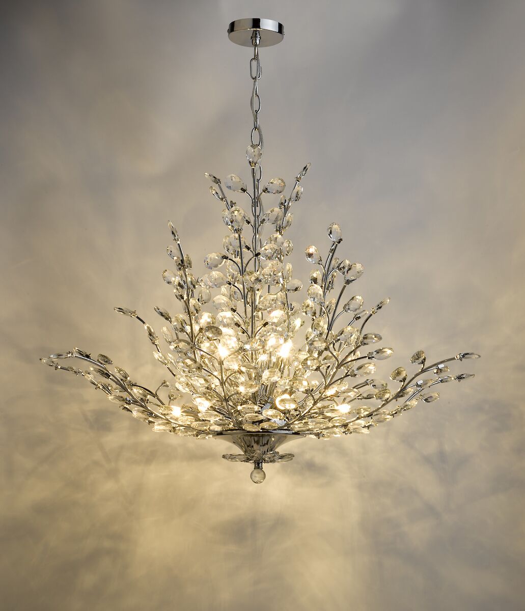 Cordelia 9 Light Pendant Polished Chrome & Crystal<br>Polished Chrome - Image 5