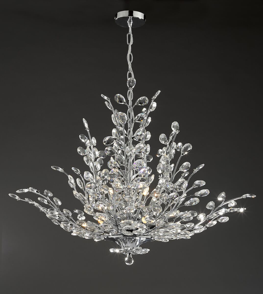 Cordelia 9 Light Pendant Polished Chrome & Crystal<br>Polished Chrome - Image 6