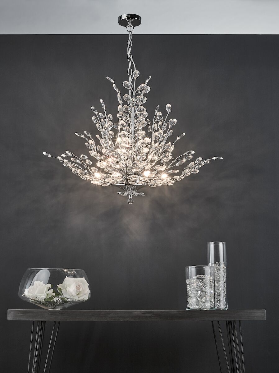Cordelia 9 Light Pendant Polished Chrome & Crystal<br>Polished Chrome - Image 7