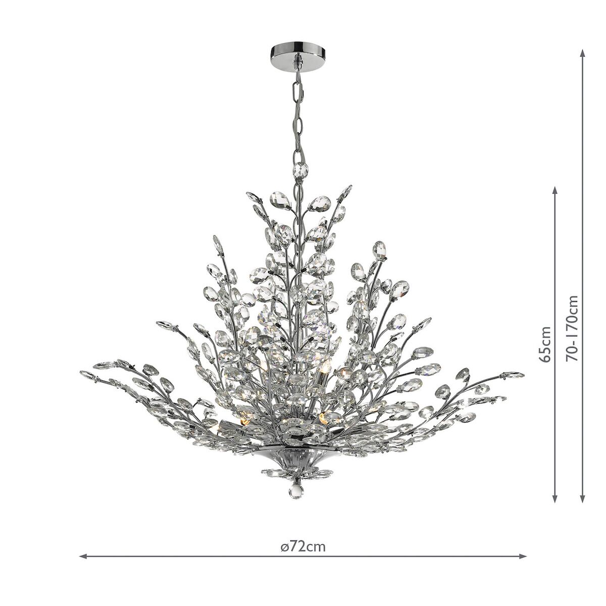 Cordelia 9 Light Pendant Polished Chrome & Crystal<br>Polished Chrome - Image 8