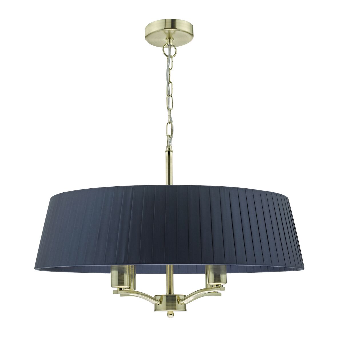 Cristin 4 Light Pendant Satin Brass With Navy Shade<br>Satin Brass