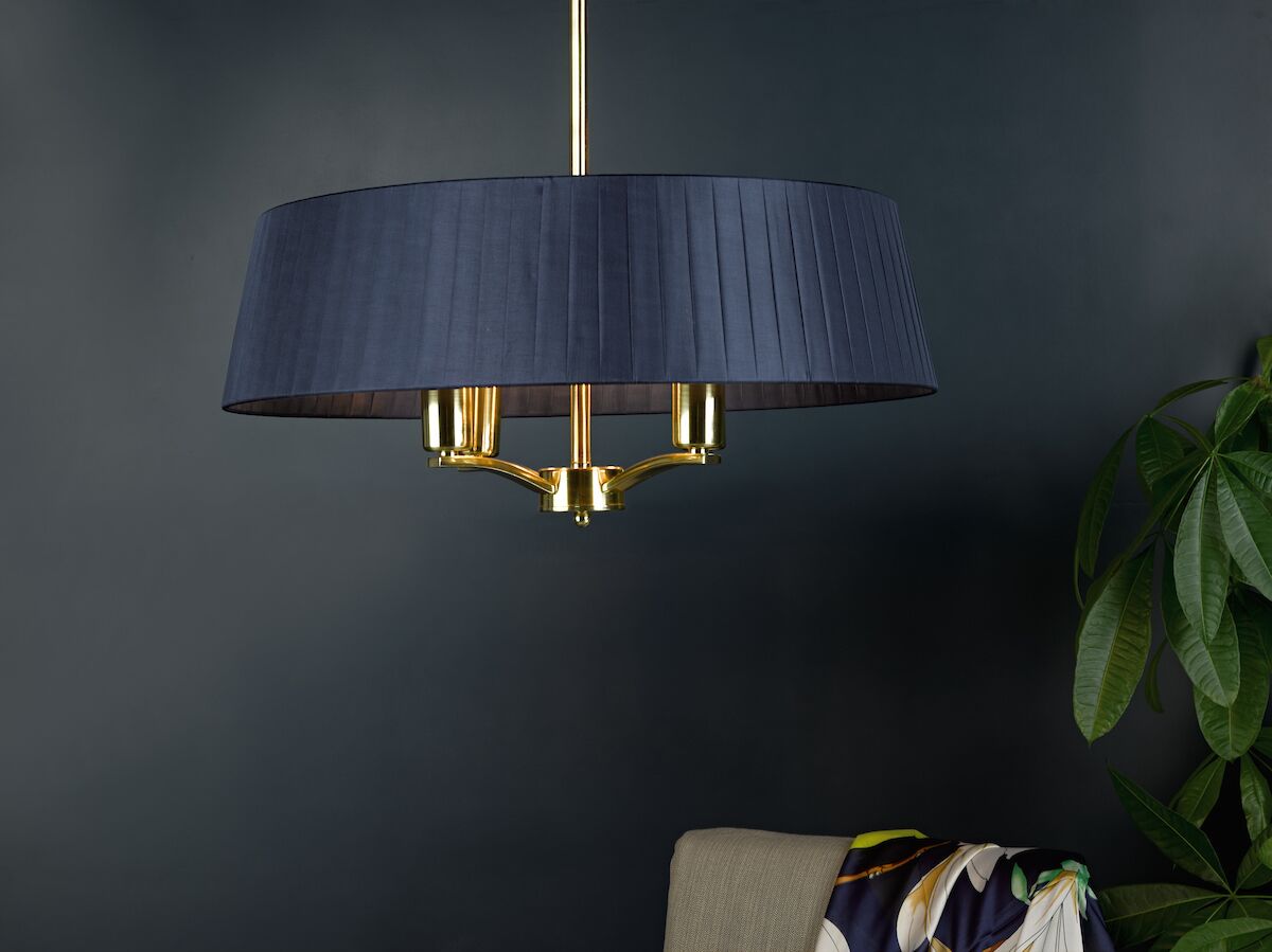 Cristin 4 Light Pendant Satin Brass With Navy Shade<br>Satin Brass - Image 5