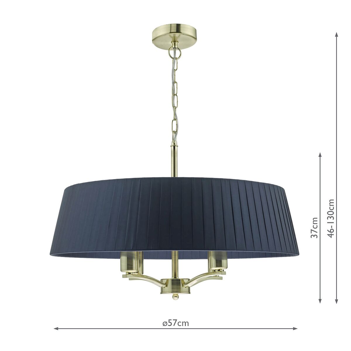 Cristin 4 Light Pendant Satin Brass With Navy Shade<br>Satin Brass - Image 6