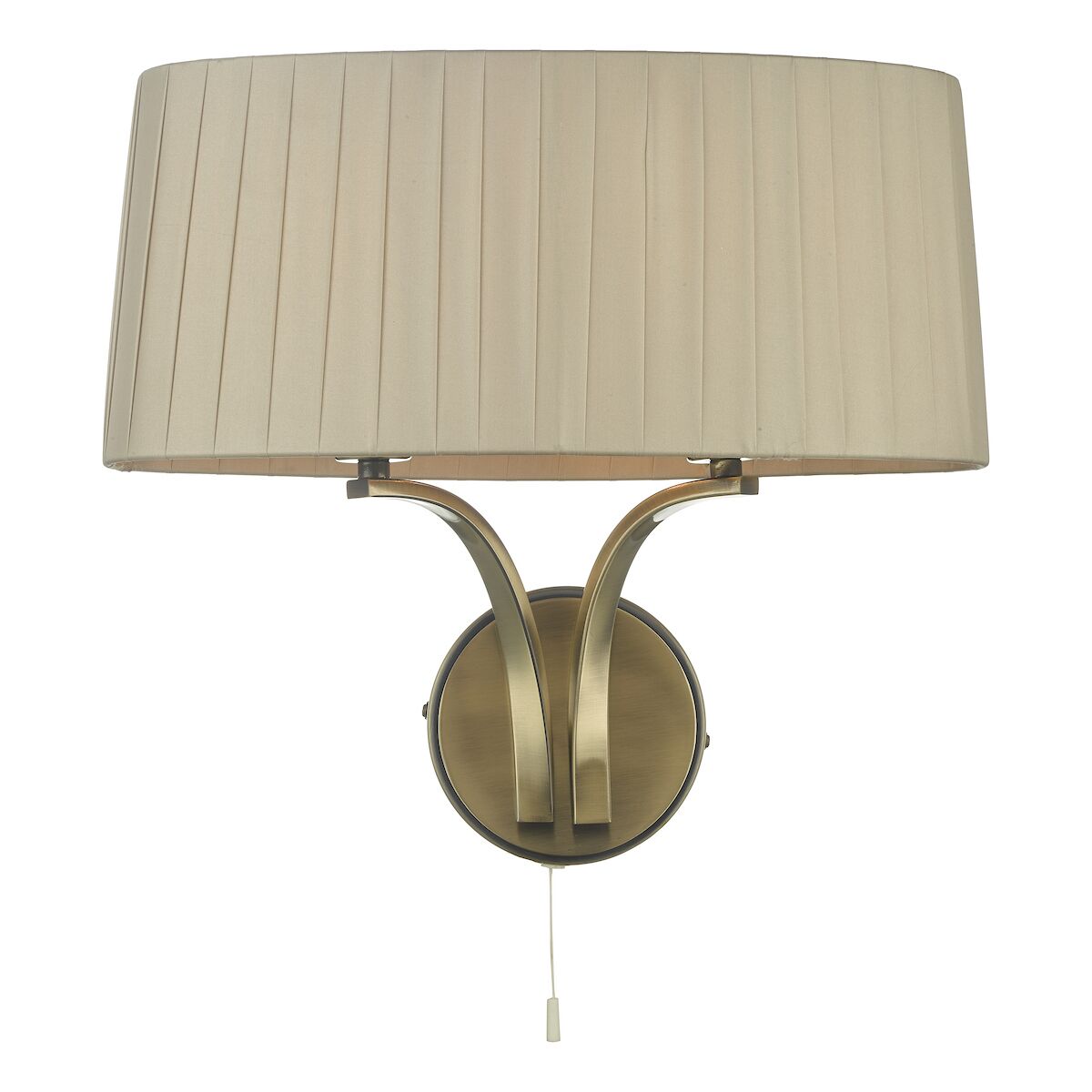 Cristin 2 Light Wall Light Antique Brass With Taupe Shade <br>Antique Brass - Image 2