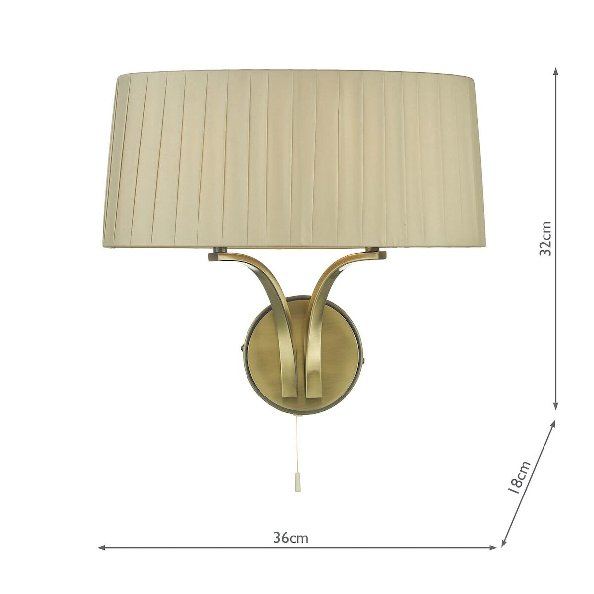 Cristin 2 Light Wall Light Antique Brass With Taupe Shade <br>Antique Brass - Image 3
