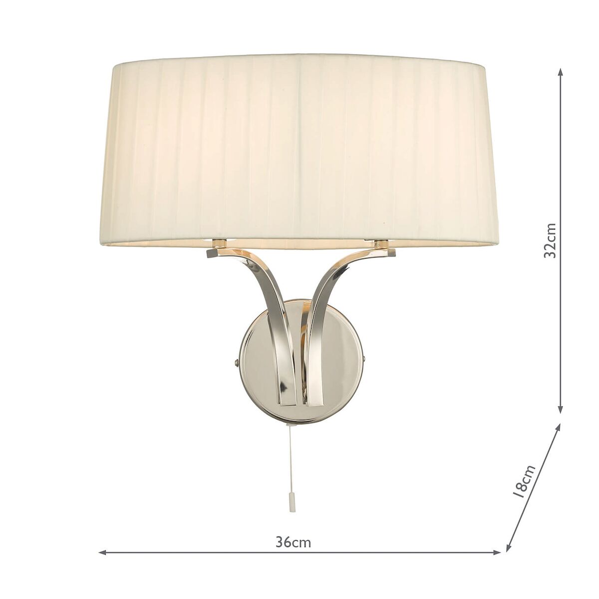 Cristin 2 Light Wall Light Polished Nickel With Ivory Shade <br>Polished Nickel - Image 3