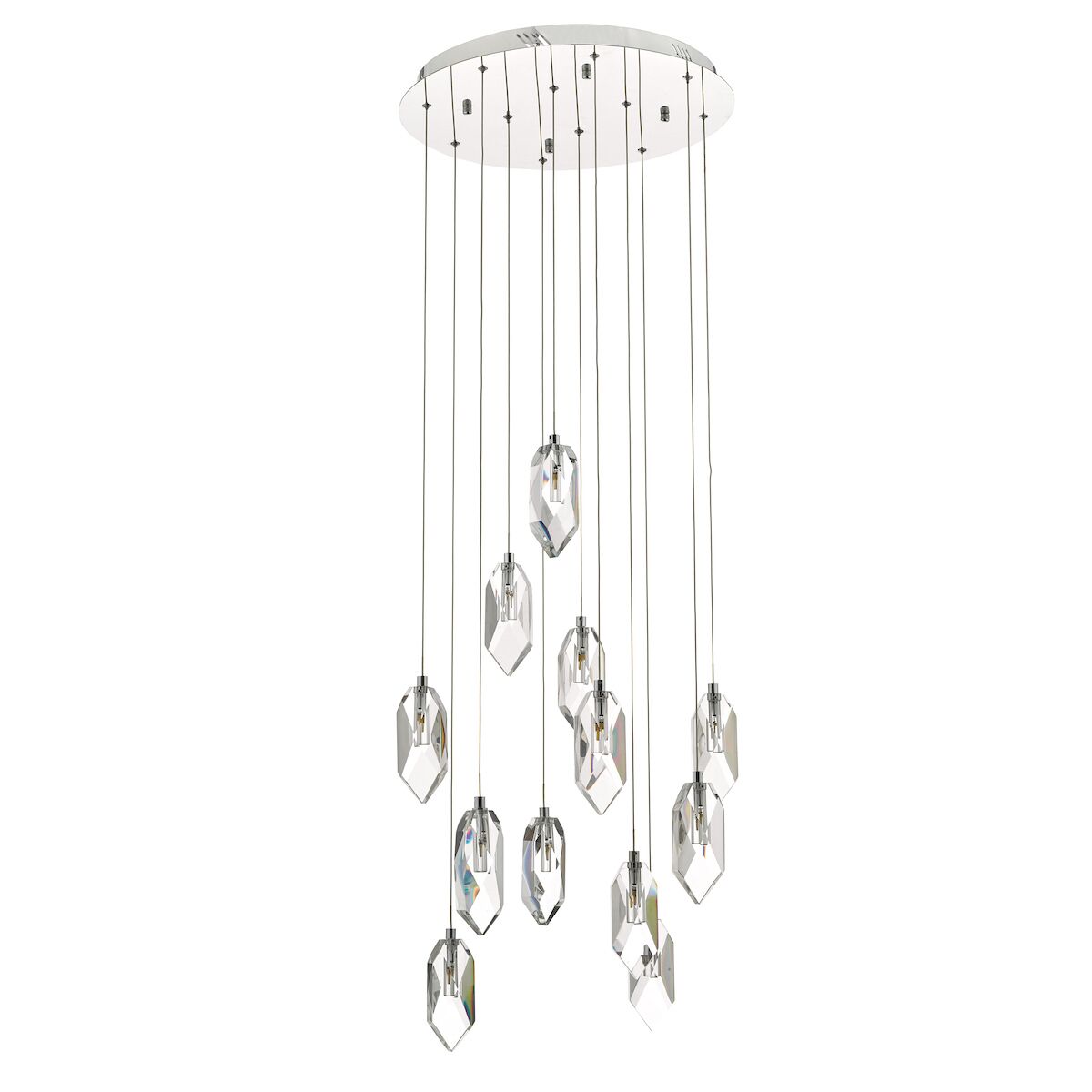 Crystal 12 Light Cluster Pendant Polished Chrome & Crystal<br>Crystal - Image 2