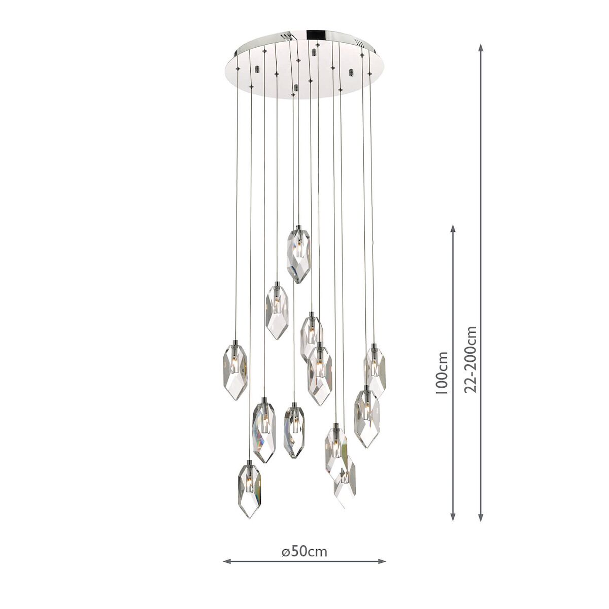 Crystal 12 Light Cluster Pendant Polished Chrome & Crystal<br>Crystal - Image 6