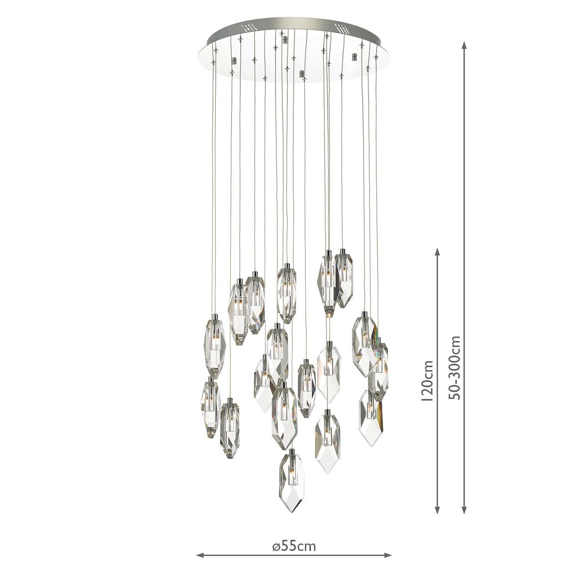 Crystal 18 Light Cluster Pendant Polished Chrome & Crystal<br>Crystal - Image 5
