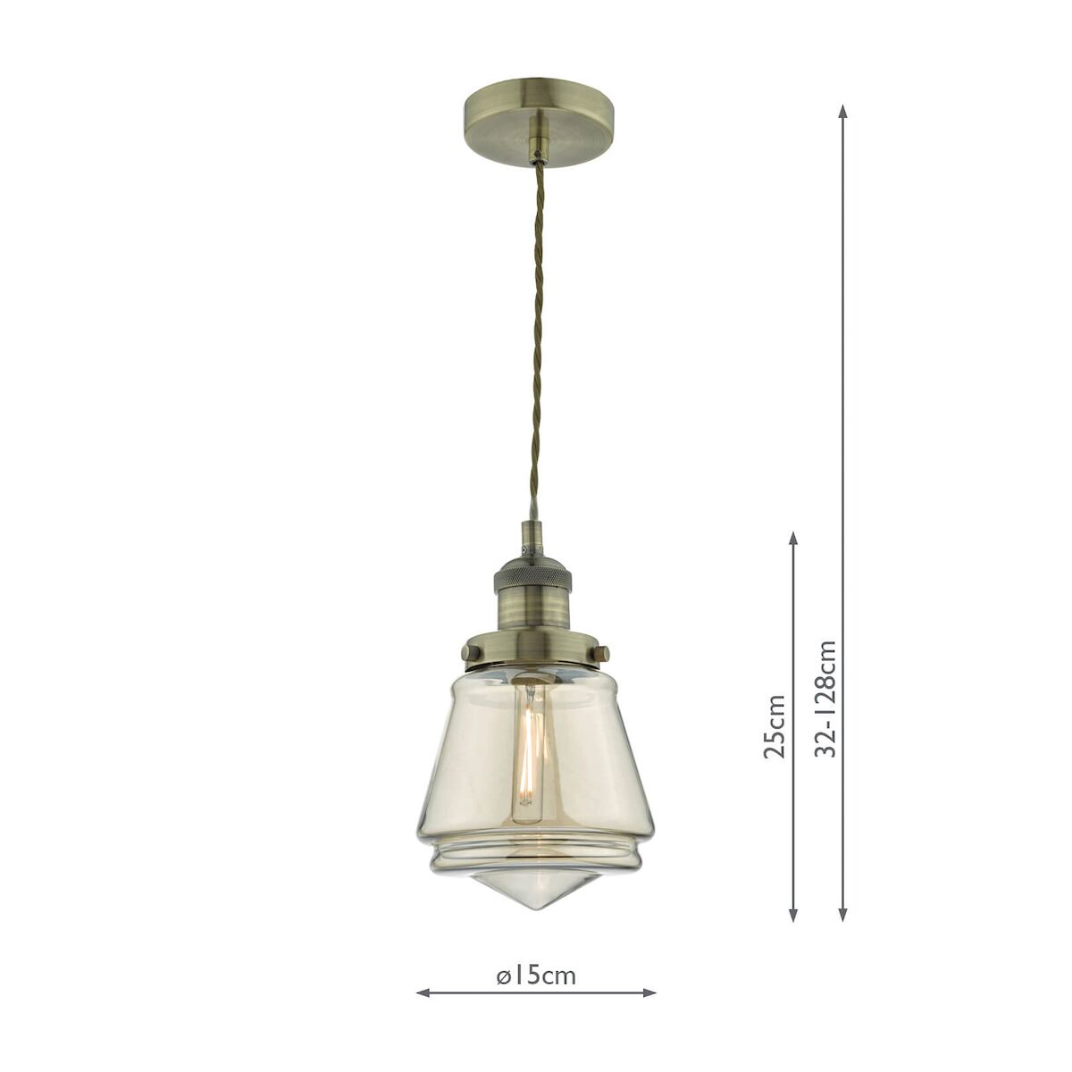 Curtis Pendant Antique Brass & Champagne Glass<br>Antique Brass - Image 5