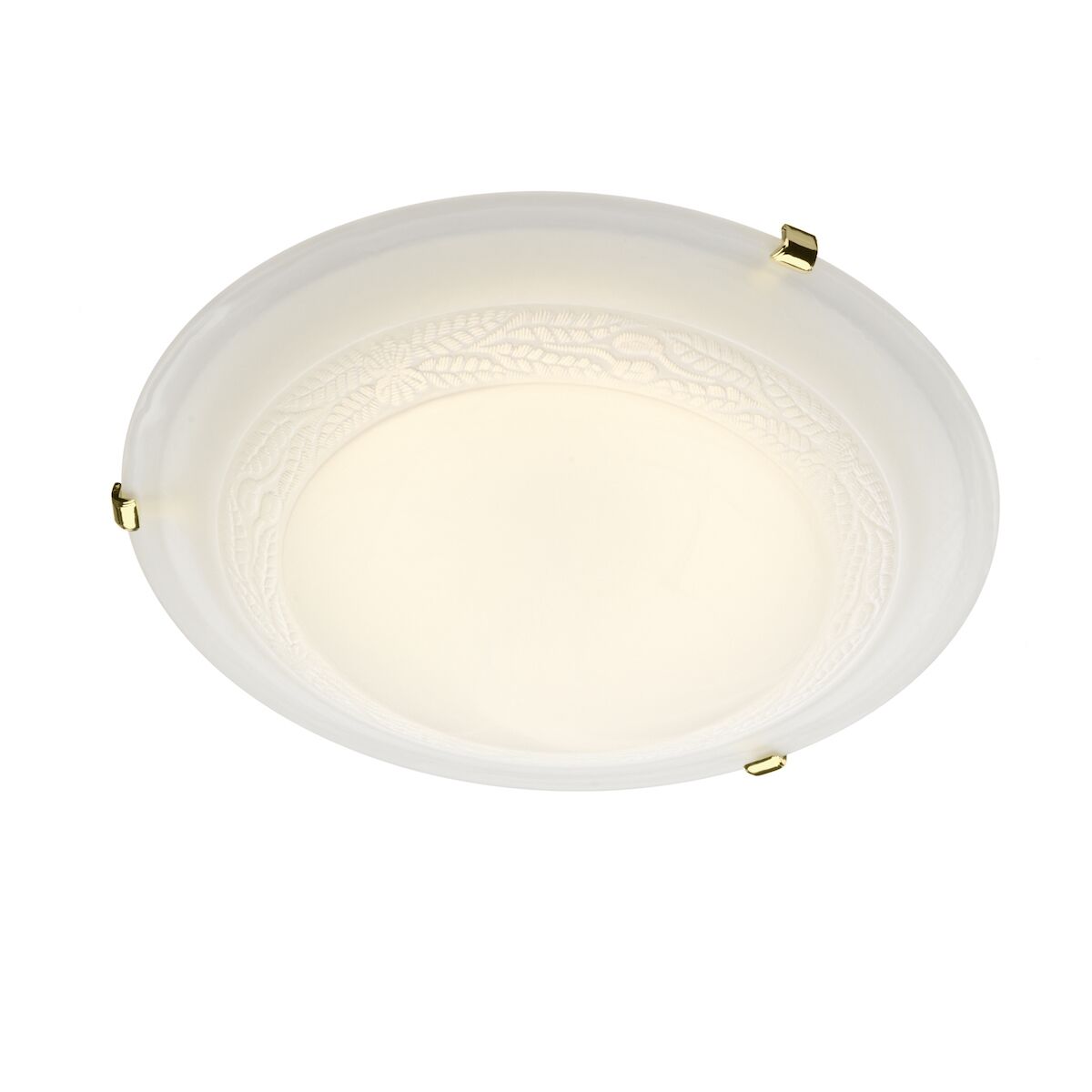 Damask 50cm Flush Brass & Glass<br>Alabaster Effect