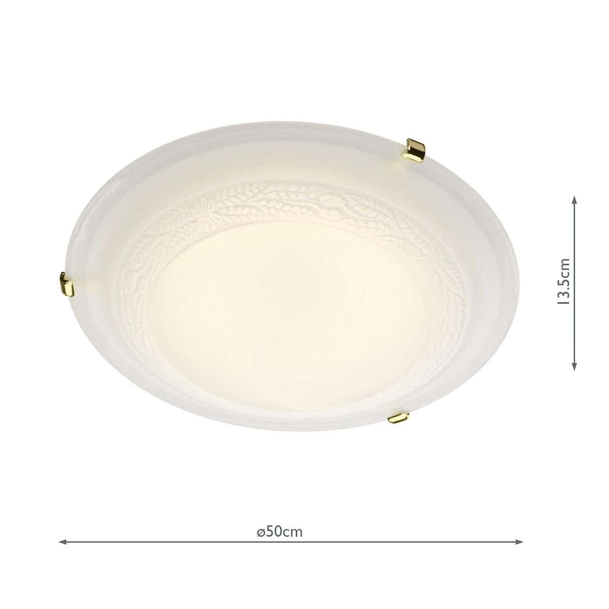Damask 50cm Flush Brass & Glass<br>Alabaster Effect - Image 2