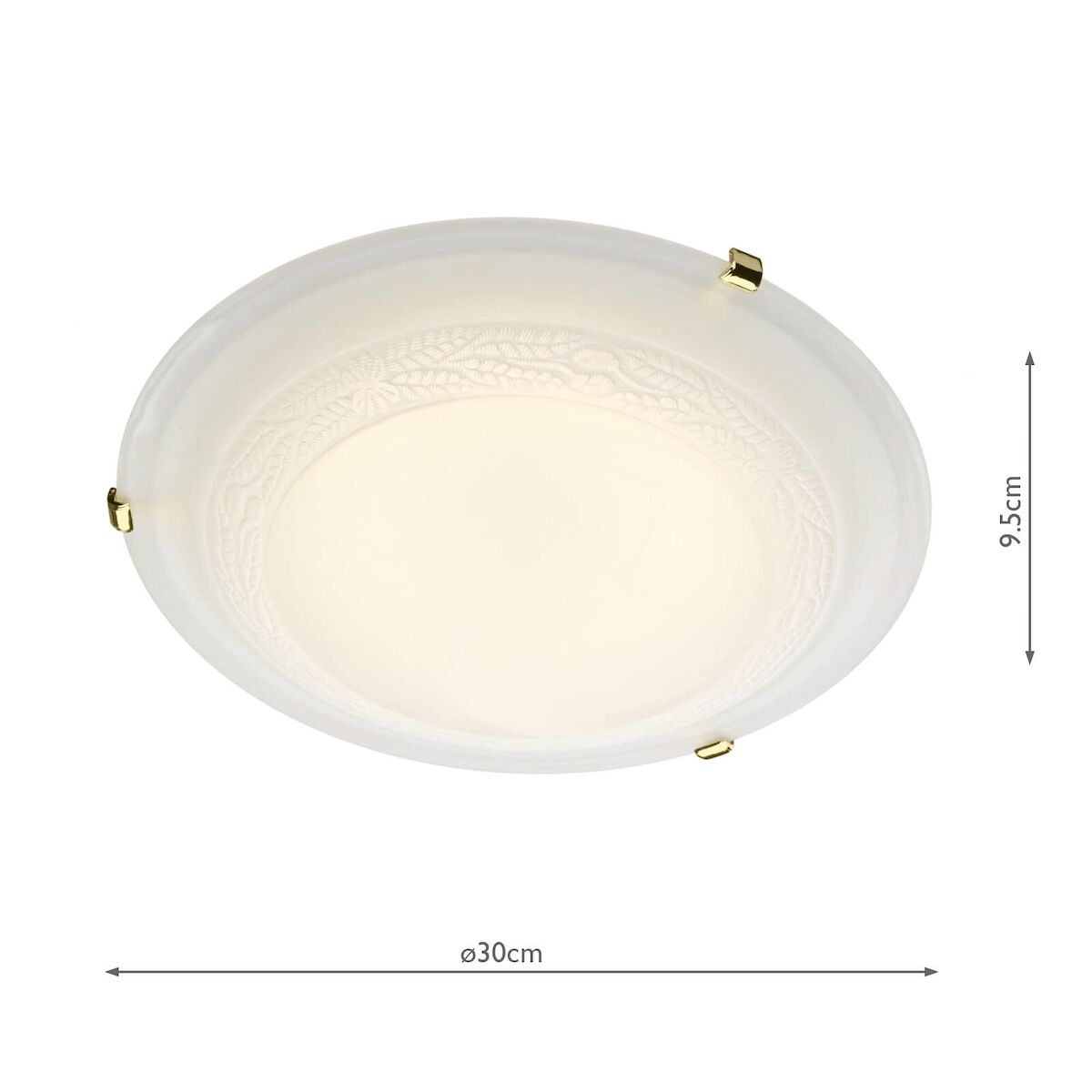 Damask 30cm Diam Flush(Glass White)<br>Alabaster Effect - Image 3