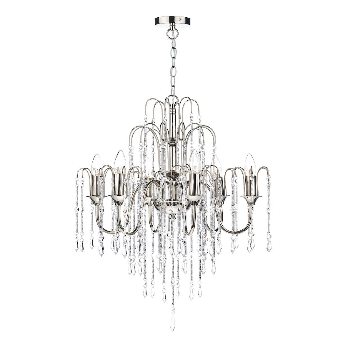 Daniella 6 Light Pendant Polished Nickel Crystal Dual Mount<br>Polished Nickel