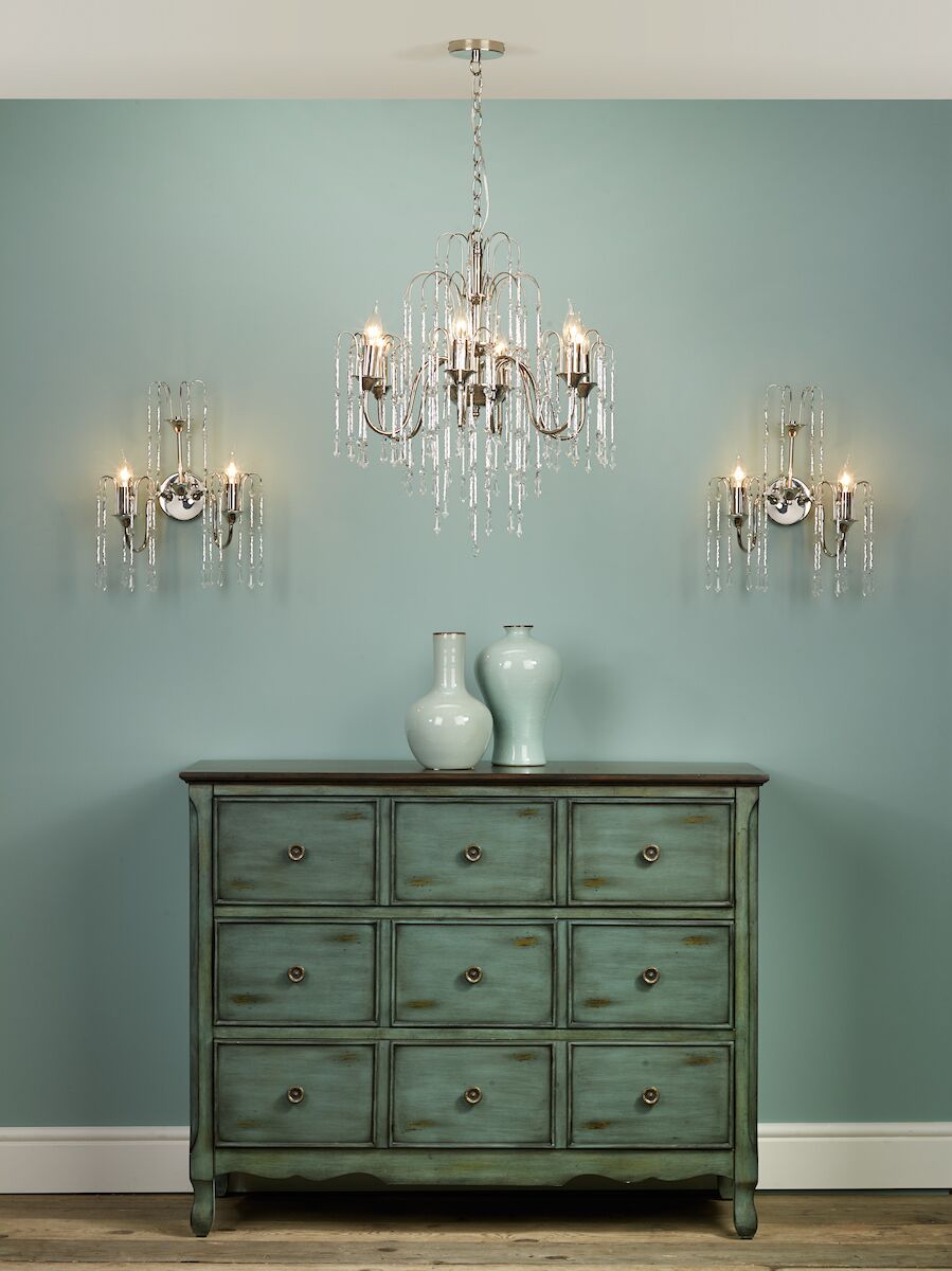 Daniella 6 Light Pendant Polished Nickel Crystal Dual Mount<br>Polished Nickel - Image 6